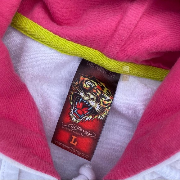 Ed Hardy Y2K Hoodie full-zip Sweatshirt Skull Rose Large - Picture 7 of 8
